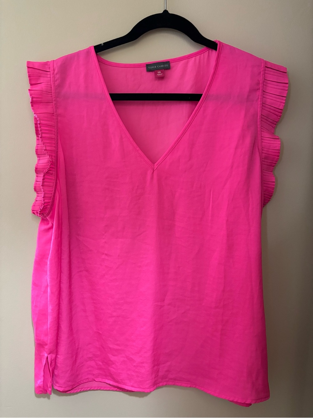 Vince Camuto Pink V-Neck Flutter Sleeve Women's Top, XXL